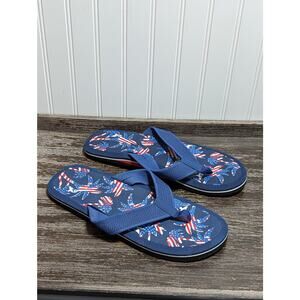 George Men's Red White Blue Patriotic Flip Flop Sandal Size XL 11/12